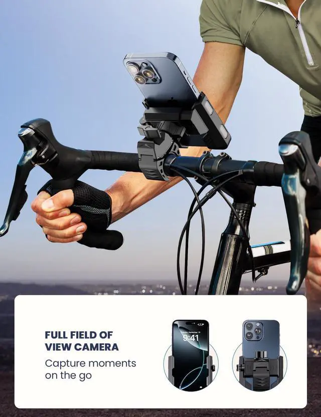Alt view image 3 of 7 - Bike Phone Mount for Electric, Mountain, Scooter, and Dirt Bikes [Camera Friendly] [1s Lock] Universal 360° Bicycle Handlebar Holder for iPhone 15/14/13 Samsung S23/S22 4.5-7" Smartphone (Grey)