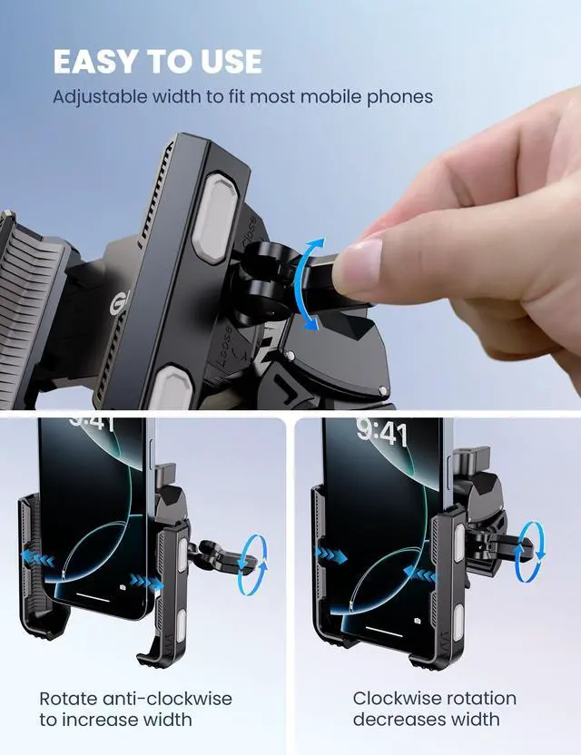 Alt view image 4 of 7 - Bike Phone Mount for Electric, Mountain, Scooter, and Dirt Bikes [Camera Friendly] [1s Lock] Universal 360° Bicycle Handlebar Holder for iPhone 15/14/13 Samsung S23/S22 4.5-7" Smartphone (Grey)
