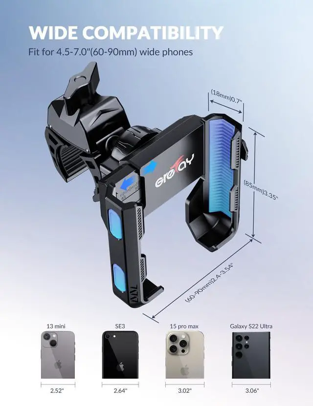 Alt view image 6 of 7 - Bike Phone Mount for Electric, Mountain, Scooter, and Dirt Bikes [Camera Friendly] [1s Lock] Universal 360° Bicycle Handlebar Holder for iPhone 15/14/13 Samsung S23/S22 4.5-7" Smartphone (Grey)