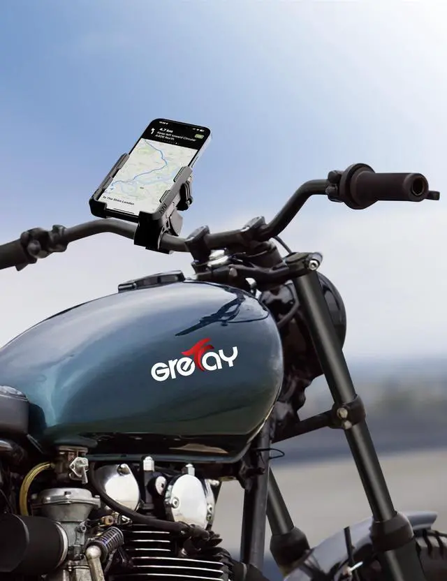 Alt view image 7 of 7 - Bike Phone Mount for Electric, Mountain, Scooter, and Dirt Bikes [Camera Friendly] [1s Lock] Universal 360° Bicycle Handlebar Holder for iPhone 15/14/13 Samsung S23/S22 4.5-7" Smartphone (Grey)