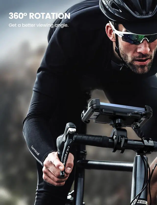 Alt view image 3 of 7 - Lamicall Motorcycle Phone Mount, Bike Phone Holder - [Metal Lock] Upgrade Quick Install Handlebar Clip for Bicycle Scooter, Cell Phone Clamp for iPhone 17 16 15 Pro Max, Galaxy, 4.7-6.8" Phones