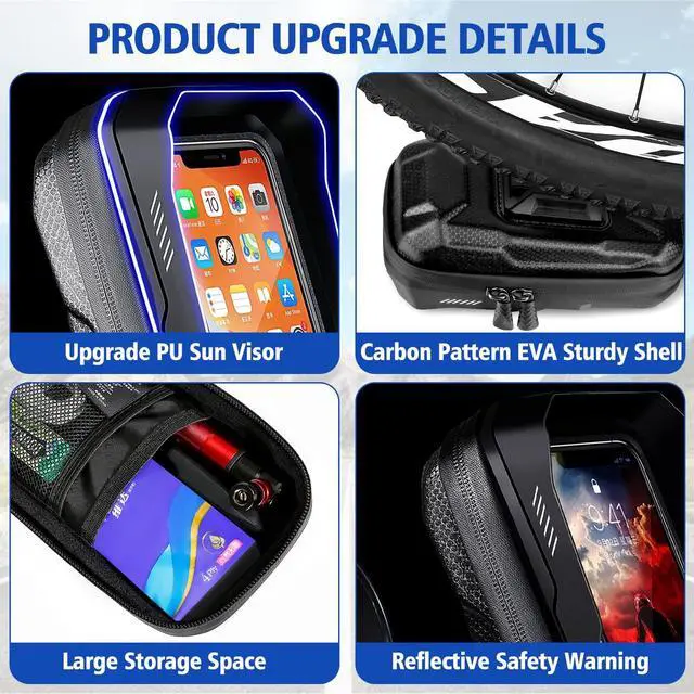 Alt view image 5 of 7 - BKNOOU Motorcycle Phone Holder Waterproof Motorcycle Cell Phone Mount 360°Rotation Anti-Shake Upgrade Sun Visor Rain Cover Rearview Mirror Phone Holder Motorbike for Smartphone 4.5" to 6.9"