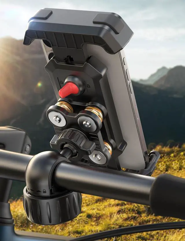 Main image of JOYROOM Bike Phone Holder Mount, [Dual Anti Vibration] [2025 Upgrade Reinforcement] Cell Phone Holder for Bike, Bicycle Scooter Accessories, Motorcycle Handlebar Phone Mount for iPhone 17