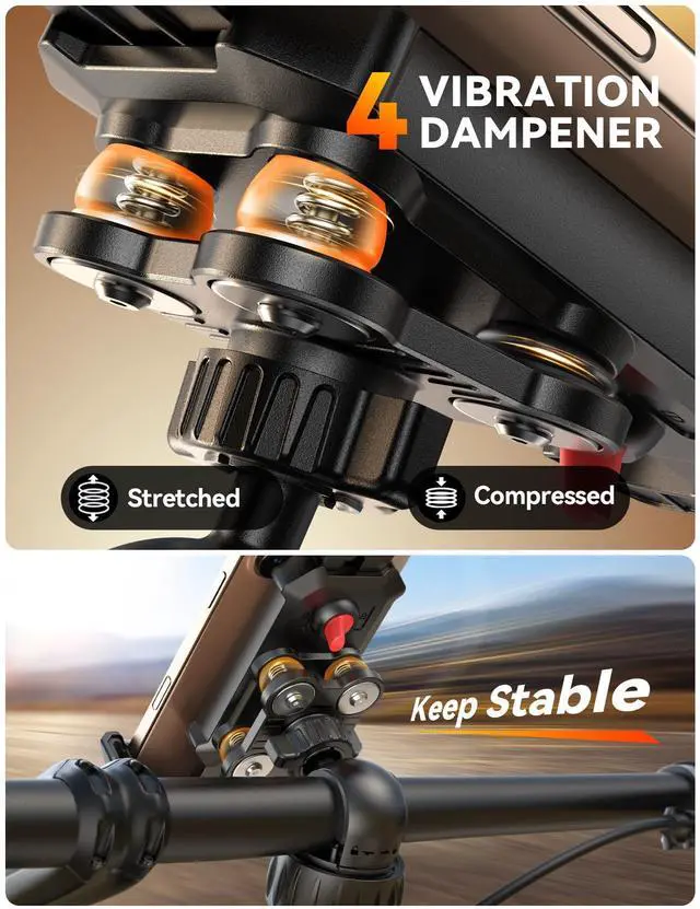 Alt view image 2 of 7 - JOYROOM Bike Phone Holder Mount, [Dual Anti Vibration] [2025 Upgrade Reinforcement] Cell Phone Holder for Bike, Bicycle Scooter Accessories, Motorcycle Handlebar Phone Mount for iPhone 17