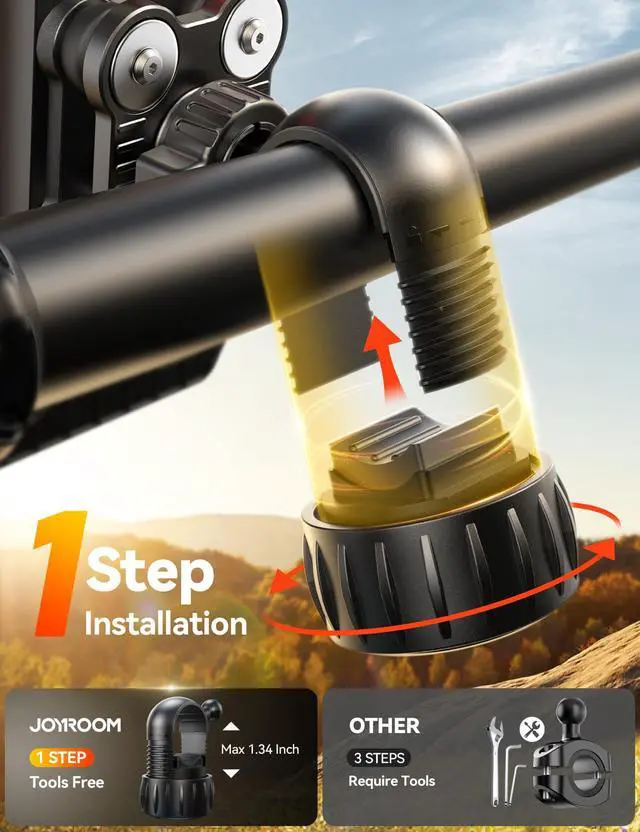 Alt view image 3 of 7 - JOYROOM Bike Phone Holder Mount, [Dual Anti Vibration] [2025 Upgrade Reinforcement] Cell Phone Holder for Bike, Bicycle Scooter Accessories, Motorcycle Handlebar Phone Mount for iPhone 17
