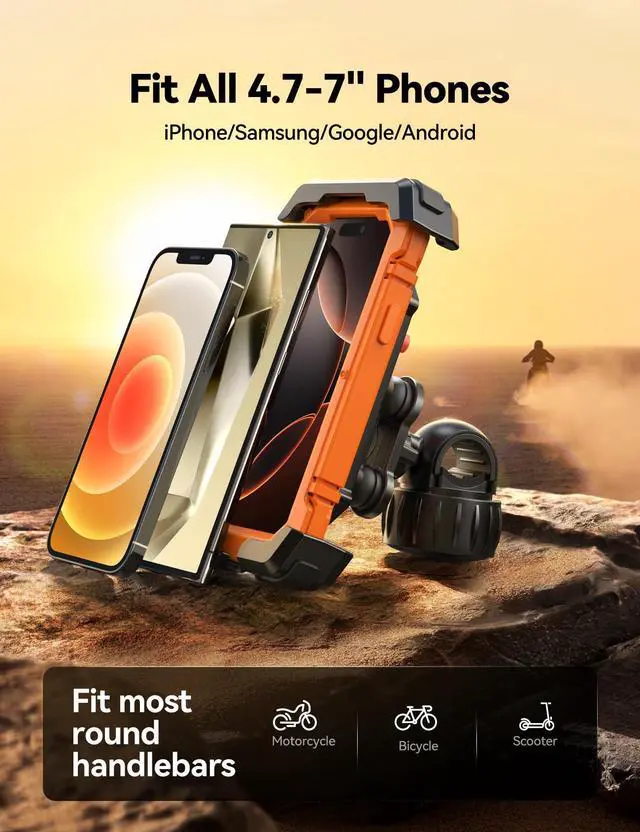 Alt view image 7 of 7 - JOYROOM Bike Phone Holder Mount, [Dual Anti Vibration] [2025 Upgrade Reinforcement] Cell Phone Holder for Bike, Bicycle Scooter Accessories, Motorcycle Handlebar Phone Mount for iPhone 17