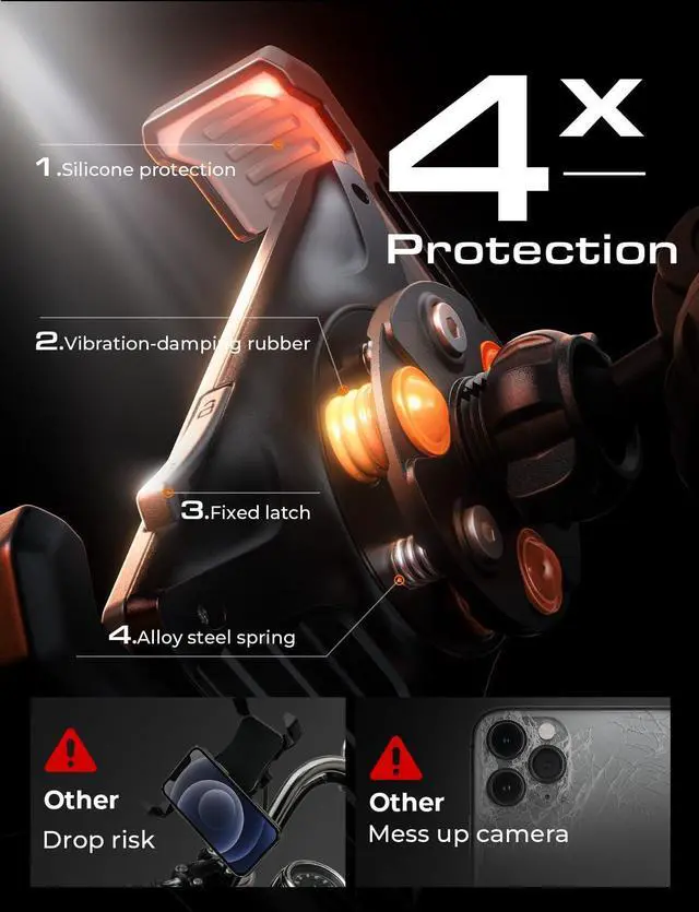 Alt view image 2 of 7 - LISEN for iPhone 17 Bike Phone Holder Mount, [Compatible with Large Phone  Anti-Navigation Shaking], Bicycle Phone Holder Handlebar Cell Phone Clamp for iPhone 17 Air Pro Max 15 14 13 Samsung