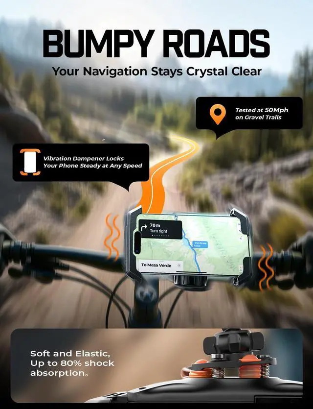 Alt view image 5 of 7 - LISEN for iPhone 17 Bike Phone Holder Mount, [Compatible with Large Phone  Anti-Navigation Shaking], Bicycle Phone Holder Handlebar Cell Phone Clamp for iPhone 17 Air Pro Max 15 14 13 Samsung