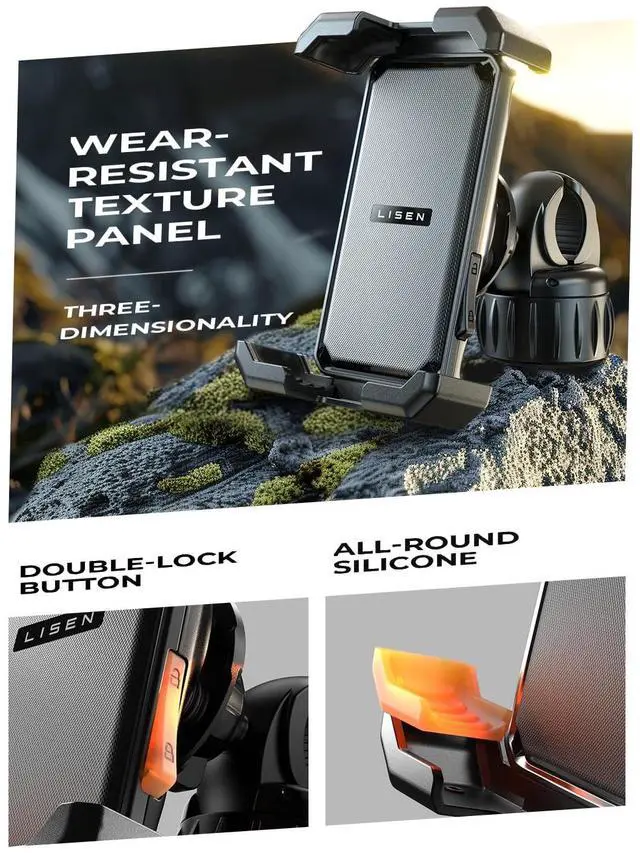 Alt view image 7 of 7 - LISEN for iPhone 17 Bike Phone Holder Mount, [Compatible with Large Phone  Anti-Navigation Shaking], Bicycle Phone Holder Handlebar Cell Phone Clamp for iPhone 17 Air Pro Max 15 14 13 Samsung