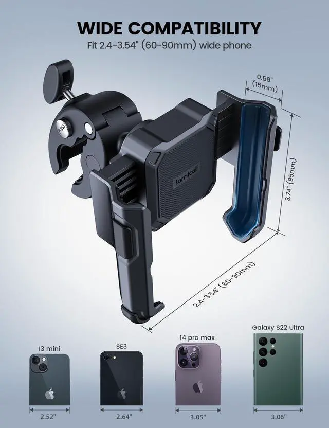 Alt view image 5 of 7 - Lamicall Motorcycle Phone Mount Holder - [Camera Friendly] [1s Lock] Bike Phone Holder Handlebar Clamp, Bicycle Scooter Phone Clip, for iPhone Air, 17, 16, 15 Pro Max, Galaxy S25 Ultra, 4.7-7" Phones