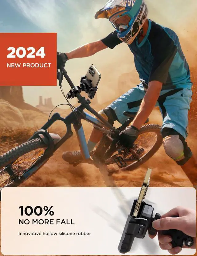 Alt view image 3 of 7 - JOYROOM Motorcycle Bike Phone Holder Mount - [Not Block Camera] Bicycle Phone Holder Handlebar Cell Phone Clamp - [Silicone Wrapped] Scooter Phone Holder for iPhone Samsung 4.7''-7'' Smartphones