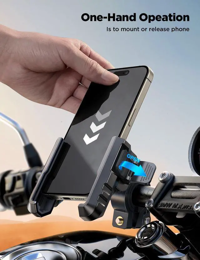 Alt view image 5 of 7 - JOYROOM Motorcycle Bike Phone Holder Mount - [Not Block Camera] Bicycle Phone Holder Handlebar Cell Phone Clamp - [Silicone Wrapped] Scooter Phone Holder for iPhone Samsung 4.7''-7'' Smartphones