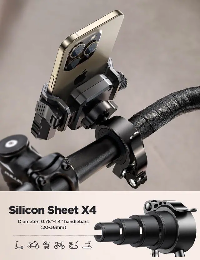 Alt view image 6 of 7 - JOYROOM Motorcycle Bike Phone Holder Mount - [Not Block Camera] Bicycle Phone Holder Handlebar Cell Phone Clamp - [Silicone Wrapped] Scooter Phone Holder for iPhone Samsung 4.7''-7'' Smartphones