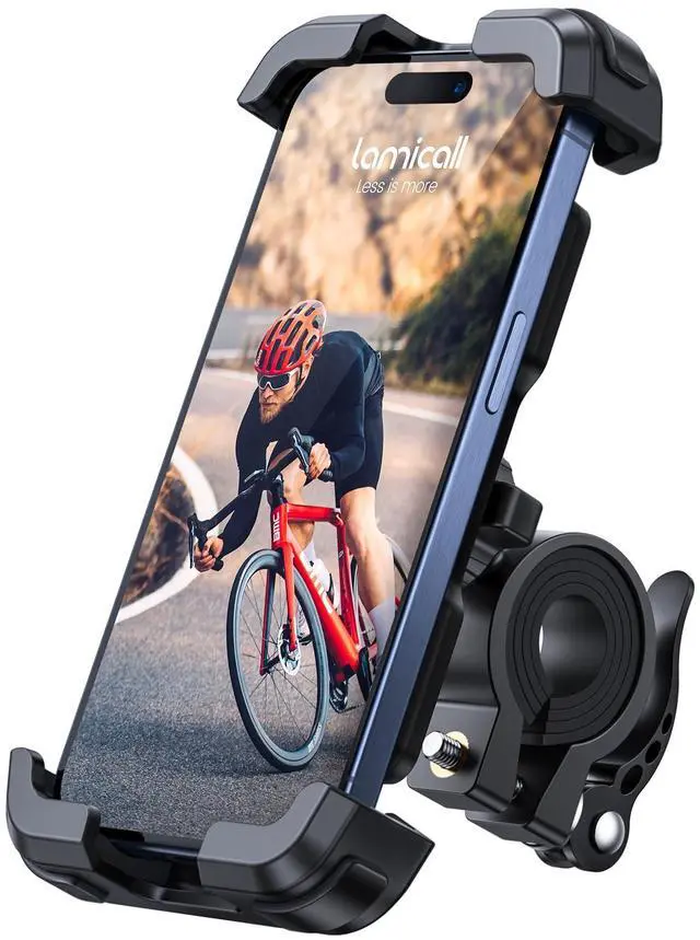 Main image of Lamicall Bike Phone Mount Holder - Motorcycle Phone Mount, Adjustable Cell Phone Holder, Bicycle Scooter Handlebar Cradle Clip for iPhone Air 17 Pro Max/ 16 Plus, 15 Plus, iPhone 14 and 4.7-6.8" Phone