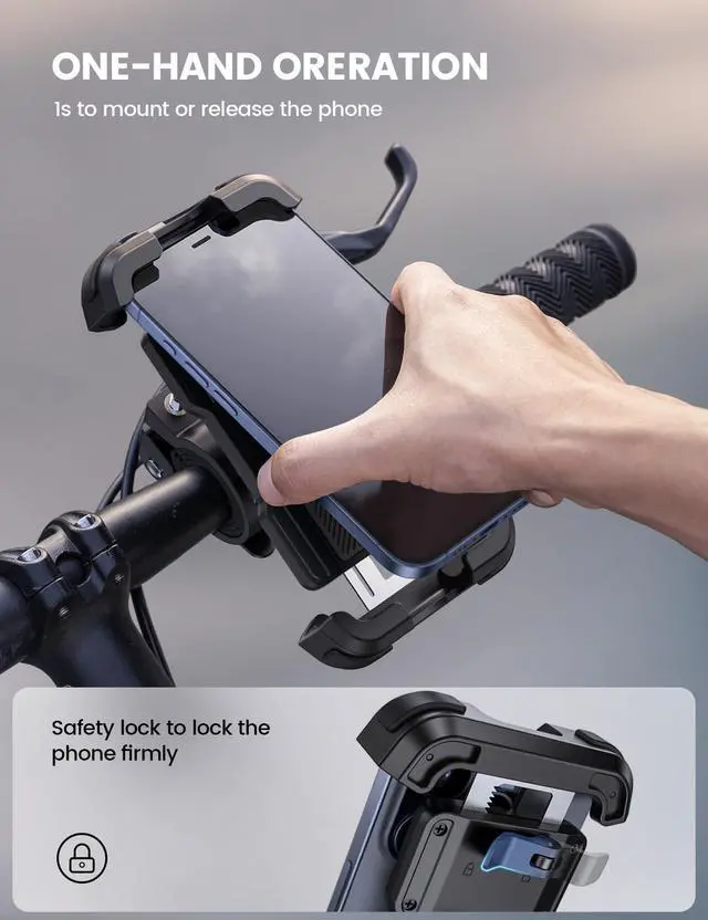 Alt view image 2 of 7 - Lamicall Bike Phone Mount Holder - Motorcycle Phone Mount, Adjustable Cell Phone Holder, Bicycle Scooter Handlebar Cradle Clip for iPhone Air 17 Pro Max/ 16 Plus, 15 Plus, iPhone 14 and 4.7-6.8" Phone