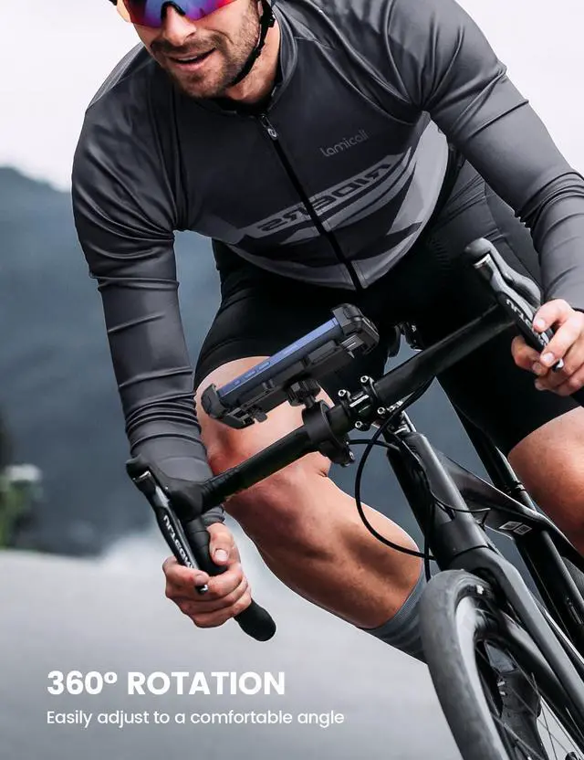 Alt view image 3 of 7 - Lamicall Bike Phone Mount Holder - Motorcycle Phone Mount, Adjustable Cell Phone Holder, Bicycle Scooter Handlebar Cradle Clip for iPhone Air 17 Pro Max/ 16 Plus, 15 Plus, iPhone 14 and 4.7-6.8" Phone