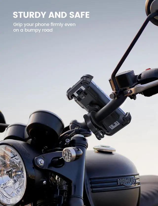 Alt view image 4 of 7 - Lamicall Bike Phone Mount Holder - Motorcycle Phone Mount, Adjustable Cell Phone Holder, Bicycle Scooter Handlebar Cradle Clip for iPhone Air 17 Pro Max/ 16 Plus, 15 Plus, iPhone 14 and 4.7-6.8" Phone