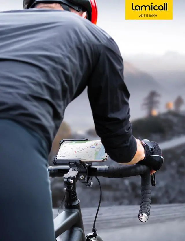 Alt view image 7 of 7 - Lamicall Motorcycle Bike Phone Mount - [No Block Camera] [1s Lock] Bike Cell Phone Holder Clamp, Bicycle Scooter Handlebar Clip, for iPhone 17 16 15 14 Pro Max, Galaxy S25 S24 Ultra, 4.7-7" Phones