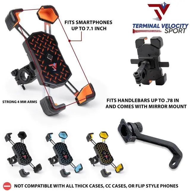 Alt view image 5 of 7 - Motorcycle Phone Mount with USB Charger (3.257") Waterproof Cell Phone Holder for Motorcycle, ATV, Snowmobile 12V Dual USB-C Fast Charging Includes Mirror Mount & Rain Cover