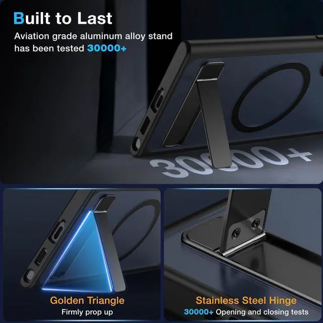 Alt view image 3 of 7 - FNDMIL for Samsung Galaxy S22 Ultra Case with MagSafe [Adjustable Kickstand] [Charge While Standing] [Military Shockproof] Translucent Matte Soft Silicone Bumper for S22 Ultra Phone Case Slim, Black