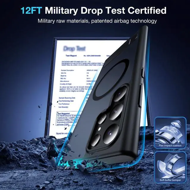 Alt view image 7 of 7 - FNDMIL for Samsung Galaxy S22 Ultra Case with MagSafe [Adjustable Kickstand] [Charge While Standing] [Military Shockproof] Translucent Matte Soft Silicone Bumper for S22 Ultra Phone Case Slim, Black