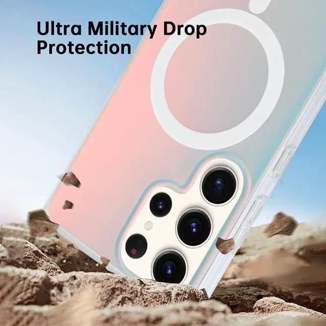 Alt view image 3 of 7 - AIGOMARA Designed for Samsung Galaxy S22 Ultra Case [Compatible with Magsafe] [Fluorescent Iridescent Color] Slim Shockproof Translucent Matte Protective Phone Case for Women Girls 6.8 Inch