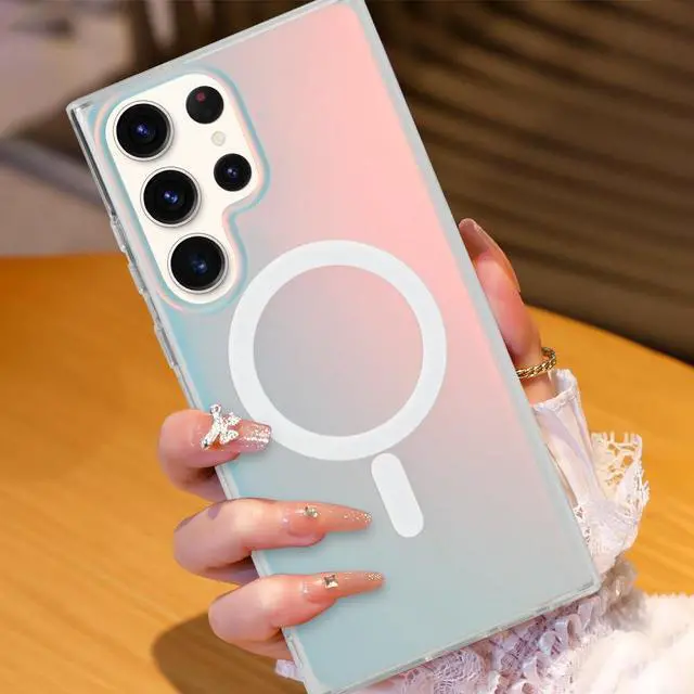 Alt view image 4 of 7 - AIGOMARA Designed for Samsung Galaxy S22 Ultra Case [Compatible with Magsafe] [Fluorescent Iridescent Color] Slim Shockproof Translucent Matte Protective Phone Case for Women Girls 6.8 Inch