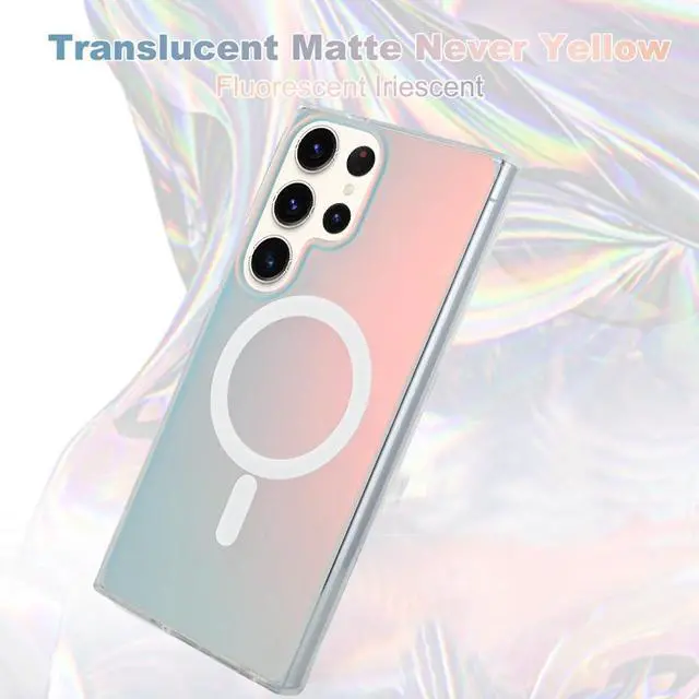 Alt view image 7 of 7 - AIGOMARA Designed for Samsung Galaxy S22 Ultra Case [Compatible with Magsafe] [Fluorescent Iridescent Color] Slim Shockproof Translucent Matte Protective Phone Case for Women Girls 6.8 Inch