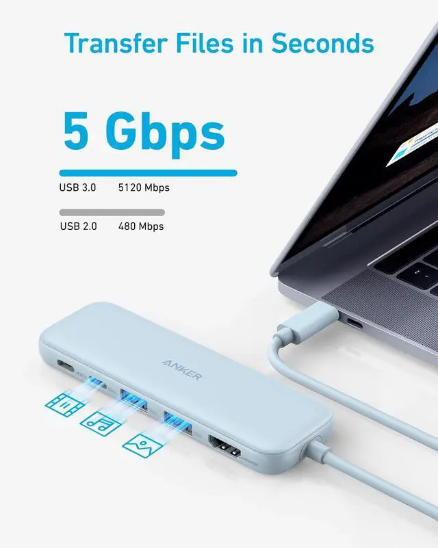 Alt view image 4 of 7 - USB C Hub, 5-in-1 USBC to HDMI Splitter with 4K Display