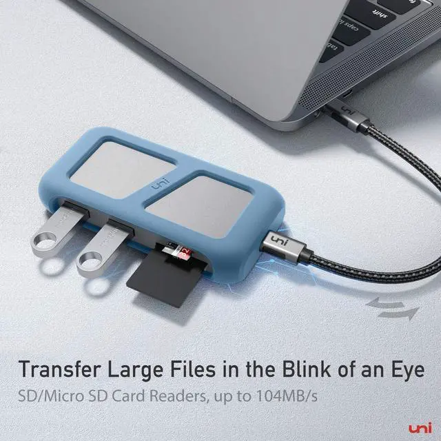 Alt view image 6 of 7 - uni USB C Hub Multiport Adapter with Detachable Cable, 8-in-1 USB C Hub with 4K HDMI, 1Gbps Ethernet, SD Card Reader, 100W PD, Compatible for MacBook Pro 2023, iPad Pro 2023, Galaxy S24/S23 & More