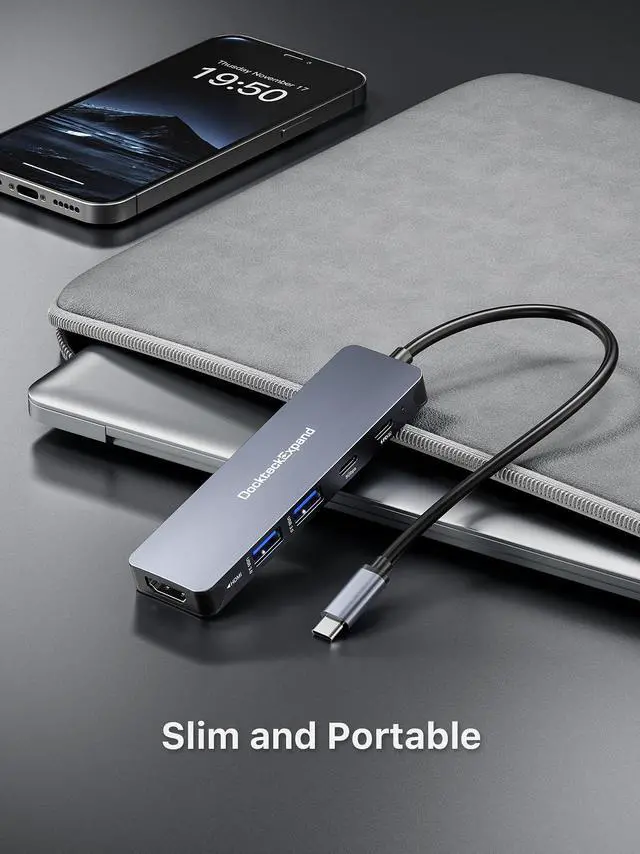 Alt view image 6 of 7 - DockteckExpand USB-C Hub 5-in-1 with 4K HDMI, 100W Power Delivery, 5Gbps USB-C Data Port and 2 5Gbps USB-A Data Ports for MacBook Pro/Air, iPad Pro/Air, Dell XPS