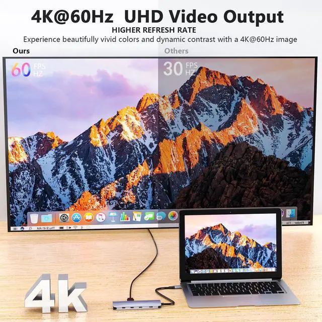 Alt view image 3 of 7 - USB C to USB Hub 8-in-1 with 4K@60Hz HDMI, 3 USB-C 3.2 Gen2 10Gbps, 3 USB A 3.2 10Gbps Ports,100W Power Delivery with 10Gbps Data, USB-C Hub Multiport Adapter for MacBook Pro and More Type C Devices