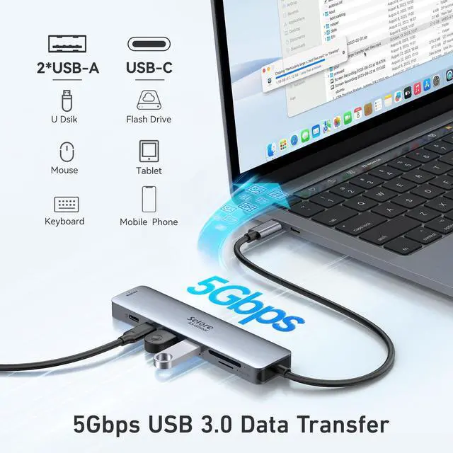 Alt view image 5 of 7 - USB C Hub HDMI Adapter for MacBook Pro/Air, 7 in 1 USBC Dongle with HDMI, SD/TF Card Reader, USB C Data Port,100W PD, and 2 USB 3.0 Compatible for MacBook Pro/Air, Dell XPS, Lenovo Thinkpad.
