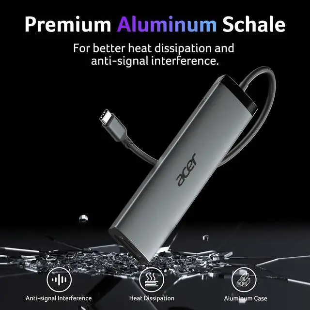 Alt view image 7 of 7 - 8 in 1 USB C Hub 10Gbps, USBC to HDMI Adapter 4K@60Hz, 2×USB-C 3.2, 2×USB A 3.0 Data Transfer, 100W PD Port Type C Multiport Splitter with SD/TF Card Reader, for Laptop, PC, Desktop, iPad Pro