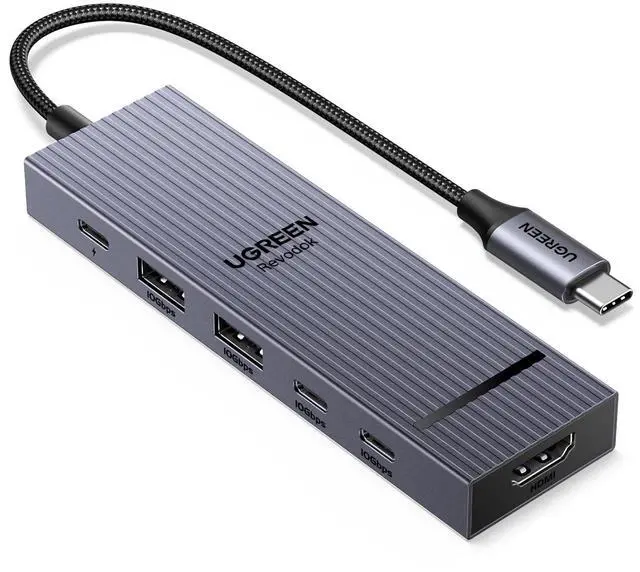 Main image of UGREEN Revodok Pro USB-C Hub 6 in 1 10Gbps 4K 60Hz HDMI, 100W Power Delivery for MacBook Pro/Air, iPad Pro, Thinkpad Rog Ally and More.