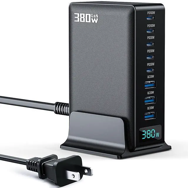 Main image of Opprui 380w Charging Station, 8 Port GaN Fast USB C Charger Block with Dual Pd 100w for Laptop, MacBook Pro/Air, Iphone16/15/14/13, Ipad, Samsung Galaxy, Android, for Travel, Home, Office USB Charger