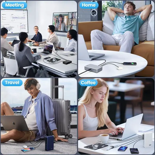 Alt view image 7 of 7 - 730W USB C Charger Block,10-Ports GaN V Fast Charging Station Hub,QC4.0+Three PD 100W Laptop Charger Wall Power Adapter for MacBook Pro/Air,DELL,iPhone 17/16/15,iPad,Galaxy S25,Pixel,Steam Desk etc