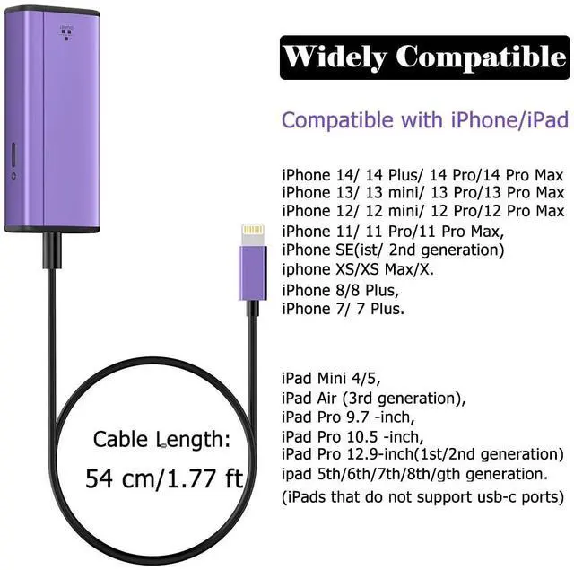 Alt view image 3 of 6 - Lightning to 1000Mbps Ethernet Adapter, IVSHOWCO 2 in 1 iPhone iPad to RJ45 Ethernet LAN Network Adapter with Charging Port, 1 Gigabit High Speed,Plug and Play(1.77Ft)