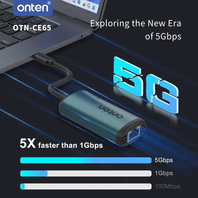 Alt view image 2 of 6 - USB-C to Ethernet Adapter - 5Gbps High-Speed,USB-C to RJ45 5000Mbps Ethernet LAN Network Adapter Thunderbolt 4/3 Compatible, for iPhone 15 Pro/Max, MacBook Pro/Air 2023, iPad Pro,iMac and More5G