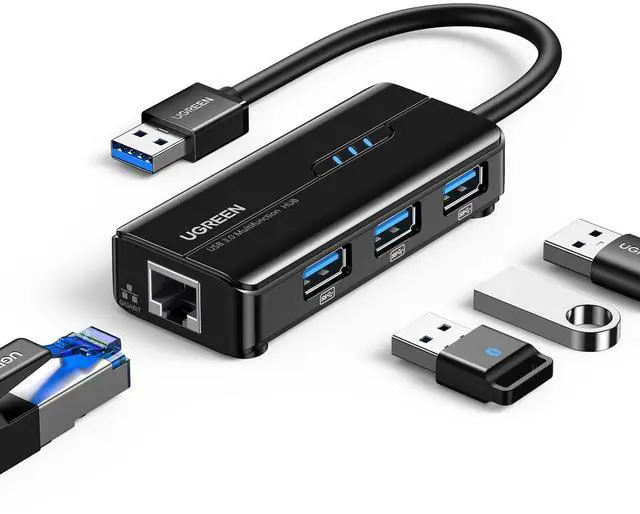 Main image of UGREEN USB 3.0 Hub Ethernet Adapter 10 100 1000 Gigabit Network Converter with 3 USB 3.0 Ports Hub Compatible with Laptop PC MacBook Mac mini Surface XPS Windows Linux macOS, and More