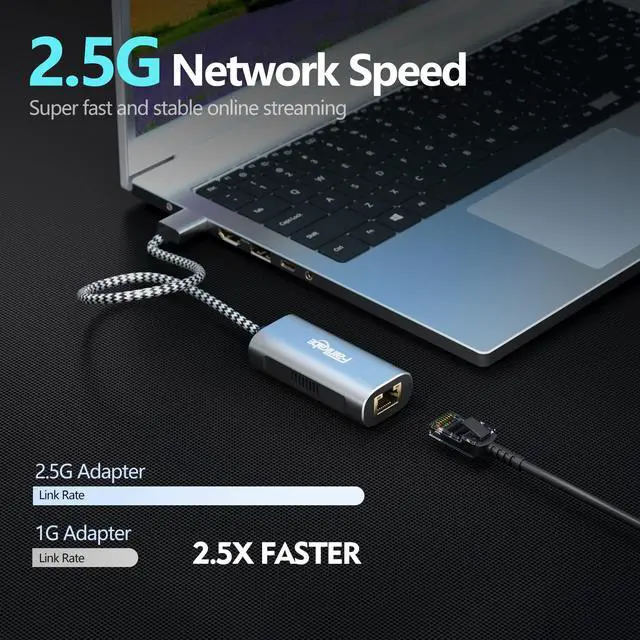 Alt view image 2 of 7 - 2.5G USB to Ethernet Adapter - USB 3.0 to RJ45 Gigabit LAN Adapter for Xbox 360, Laptop, Computer, Mac, Chromebook, Microsoft Surface