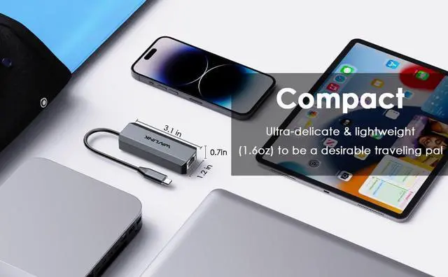 Alt view image 7 of 7 - USB C to Ethernet Adapter 5G, WAVLINK 5G Ethernet Adapter for Laptop, Compatible with Type C Device to Network for MacBook, XPS, iPad Pro-USB3.1 Gen 2 Required