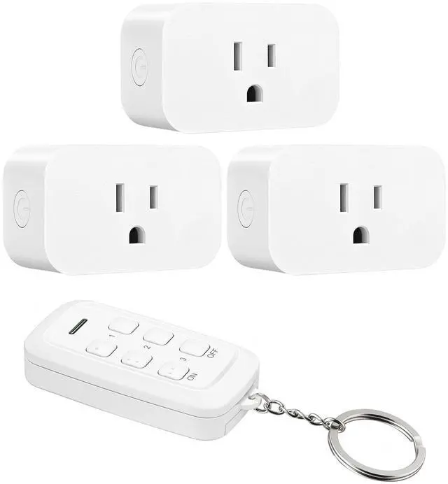 Main image of DEWENWILS Indoor Remote Control Outlet, Wireless Remote Outlets Switch, No Interference, 15A/1875W, 100FT RF Range, Compact Light Switch for Lamp, Christmas Decor, 3 Outlets FCC Listed
