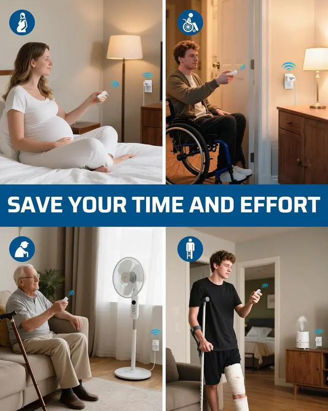 Alt view image 7 of 7 - DEWENWILS Indoor Remote Control Outlet, Wireless Remote Outlets Switch, No Interference, 15A/1875W, 100FT RF Range, Compact Light Switch for Lamp, Christmas Decor, 3 Outlets FCC Listed