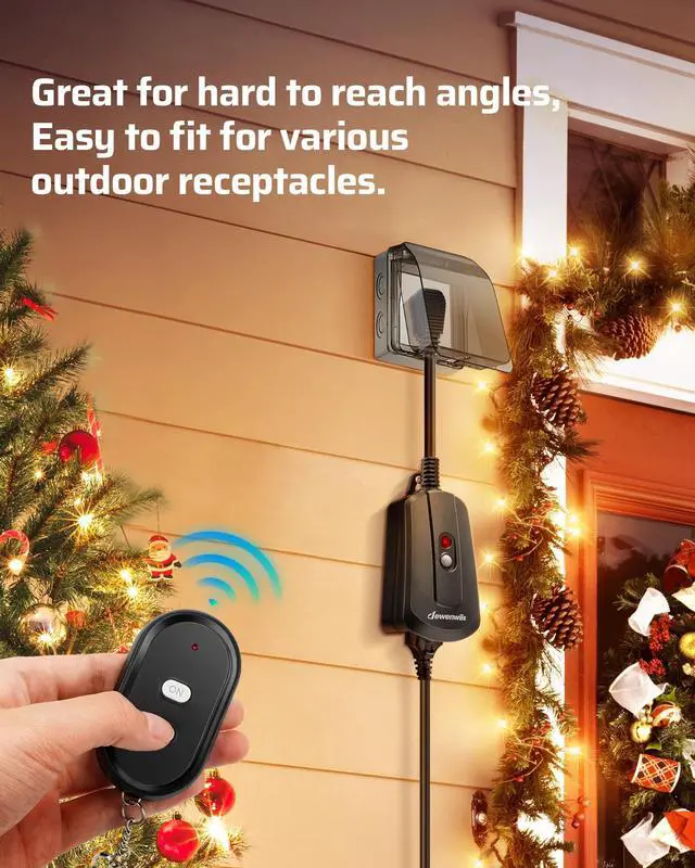 Alt view image 2 of 7 - DEWENWILS Remote Control Outlet with 2 Wireless Remotes for Christmas Light, Weatherproof Remote Light Switch, 15 amp Heavy Duty Remote Controlled Light Switch, 100 FT, No Interference, UL Listed