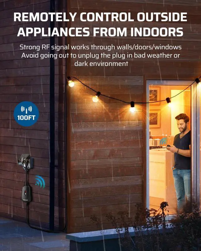 Alt view image 3 of 7 - DEWENWILS Remote Control Outlet with 2 Wireless Remotes for Christmas Light, Weatherproof Remote Light Switch, 15 amp Heavy Duty Remote Controlled Light Switch, 100 FT, No Interference, UL Listed