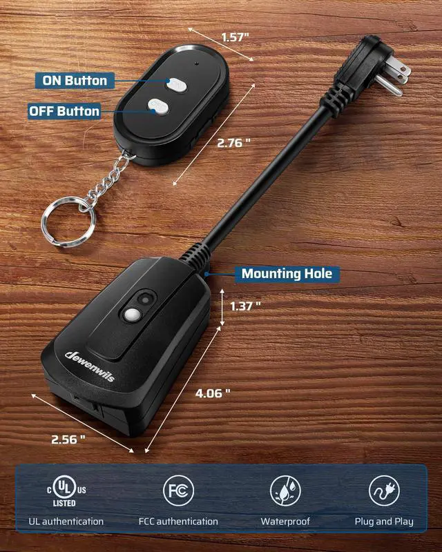 Alt view image 6 of 7 - DEWENWILS Remote Control Outlet with 2 Wireless Remotes for Christmas Light, Weatherproof Remote Light Switch, 15 amp Heavy Duty Remote Controlled Light Switch, 100 FT, No Interference, UL Listed