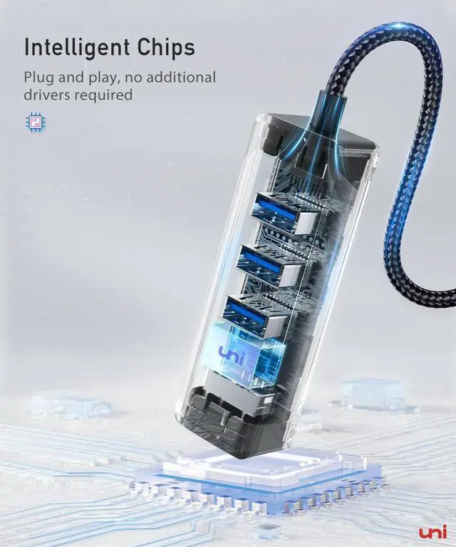 Alt view image 4 of 7 - uni USB to Ethernet Adapter, USB 3.0 Hub with 100/1000 Mbps RJ45 Ethernet Driver Free, Sturdy Aluminum 4-in-1 USB-A to LAN Network Adapter Compatible with iMac, PC, Chromebook Laptops, and More