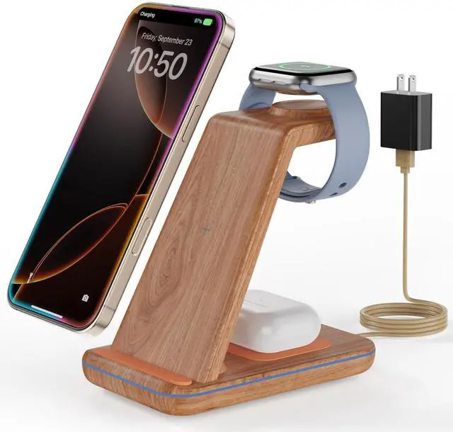 Main image of 3 in 1 Wireless Charging, Wireless Charger Stand for Multiple Apple Devices, Wireless Charger for iPhone 17 16 15 14 13 12 11 Pro Max XS XR 8, Apple Watch 11 9 8 7 6 SE 5 4 3 2, AirPods 3/2/Pro