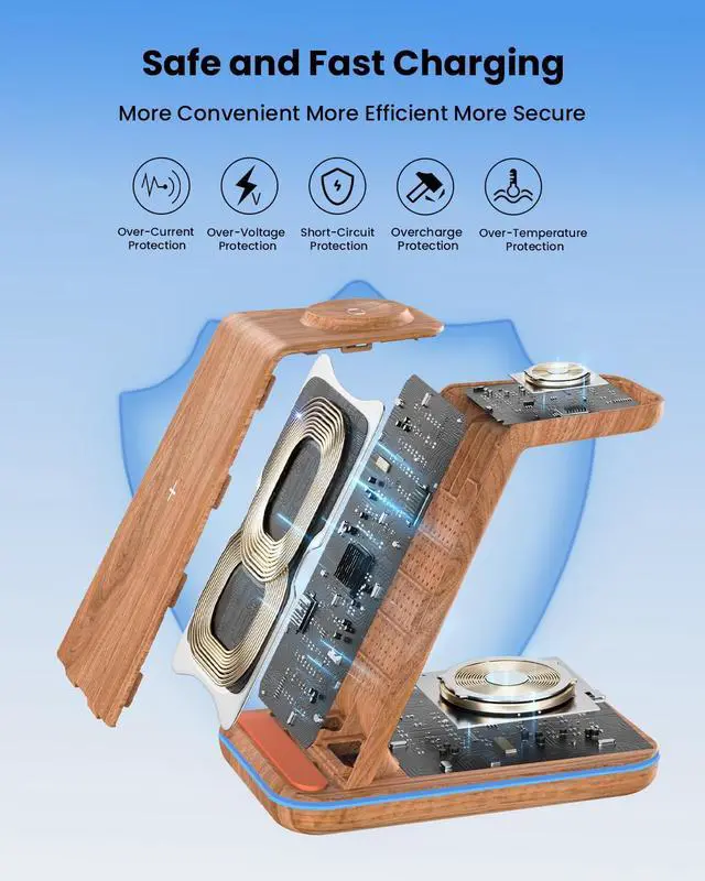 Alt view image 4 of 7 - 3 in 1 Wireless Charging, Wireless Charger Stand for Multiple Apple Devices, Wireless Charger for iPhone 17 16 15 14 13 12 11 Pro Max XS XR 8, Apple Watch 11 9 8 7 6 SE 5 4 3 2, AirPods 3/2/Pro